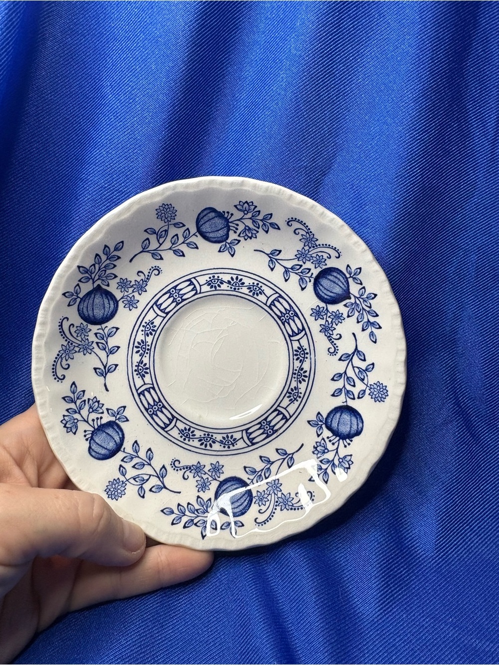 Enoch Wedgwood Tunstall Blue Heritage Floral Saucer Blue White England